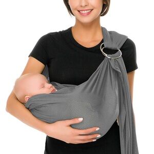 Gray mesh ring sling baby carrier